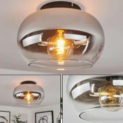 Suspension Verre Fumé-hofstein Plafonnier Molloy Chrome, Clair, Fumé, 1 lumière