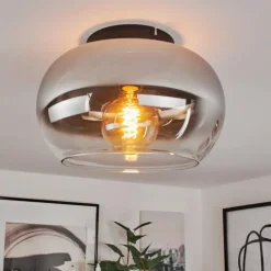 Suspension Verre Fumé-hofstein Plafonnier Molloy Chrome, Clair, Fumé, 1 lumière