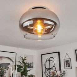 Suspension Verre Fumé-hofstein Plafonnier Molloy Chrome, Clair, Fumé, 1 lumière