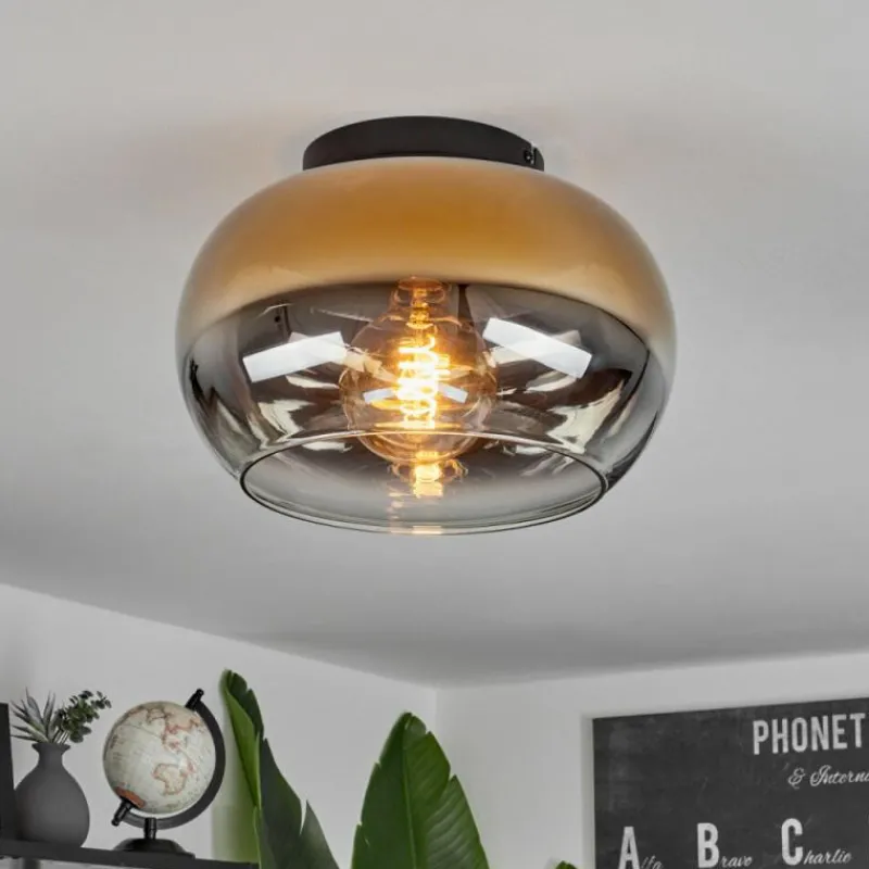 Lampes Dorées-hofstein Plafonnier Molloy Or, Clair, Fumé, 1 lumière