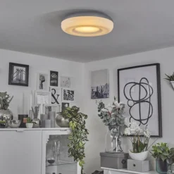 hofstein Plafonnier Monfebres LED Argenté, Blanc, 1 lumière, Télécommandes, Changeur de couleurs