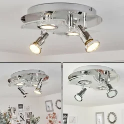hofstein Plafonnier Morges LED Chrome, Blanc, 4 lumières