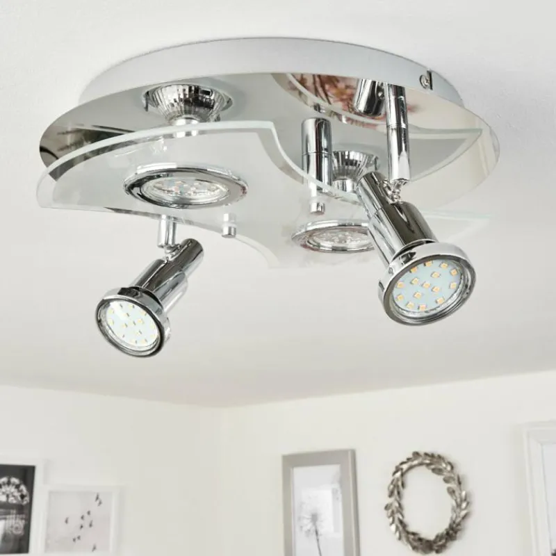hofstein Plafonnier Morges LED Chrome, Blanc, 4 lumières