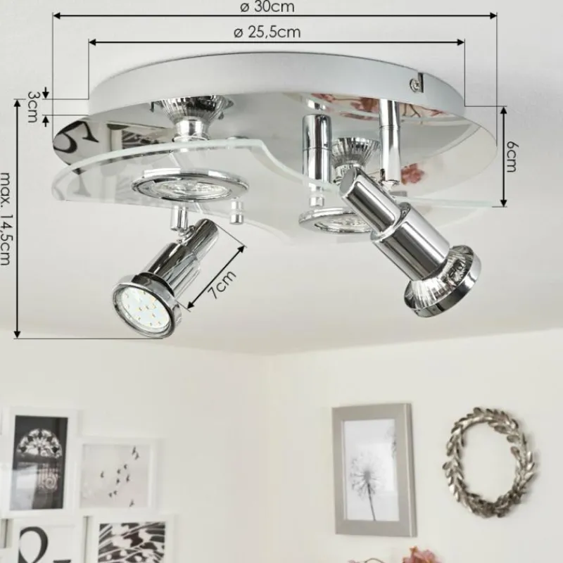 hofstein Plafonnier Morges LED Chrome, Blanc, 4 lumières
