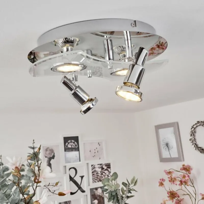 hofstein Plafonnier Morges LED Chrome, Blanc, 4 lumières