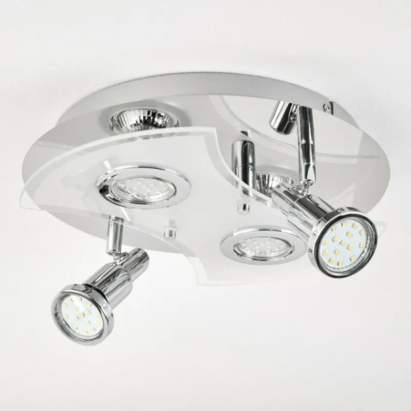 hofstein Plafonnier Morges LED Chrome, Blanc, 4 lumières