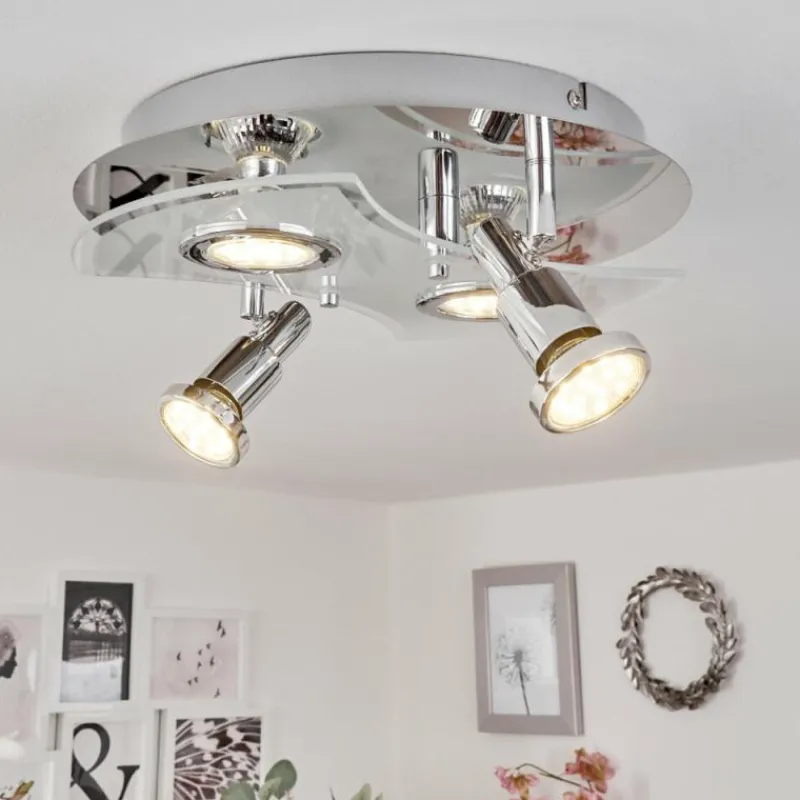 hofstein Plafonnier Morges LED Chrome, Blanc, 4 lumières