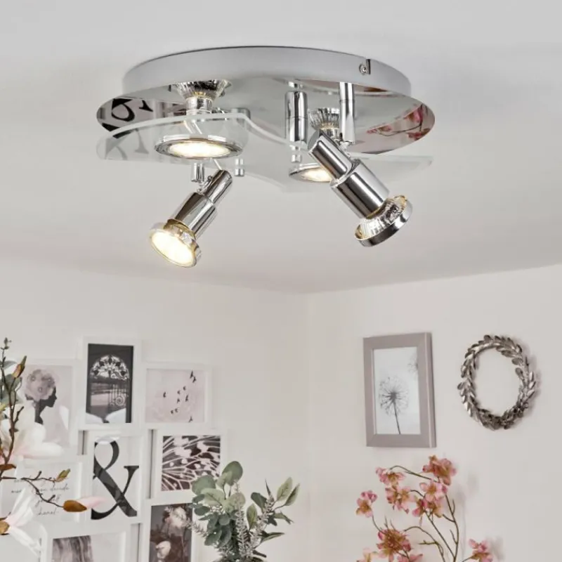 hofstein Plafonnier Morges LED Chrome, Blanc, 4 lumières