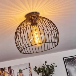 Lampes Industrielles-hofstein Plafonnier Mossay Noir, 1 lumière