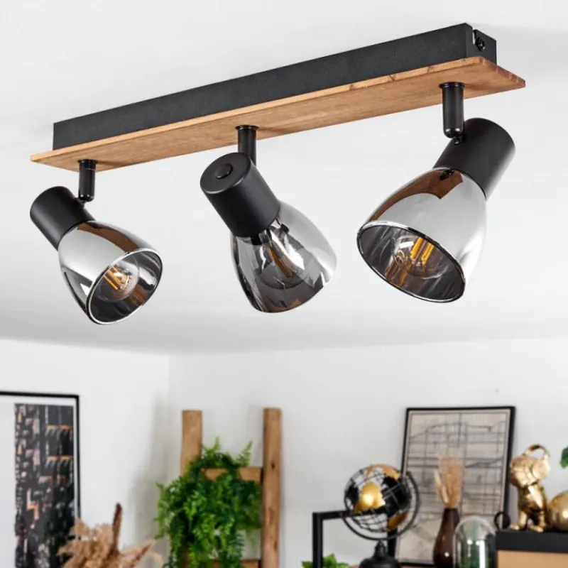 Suspension Verre Fumé-hofstein Plafonnier Murianette Écru, Noir, 3 lumières