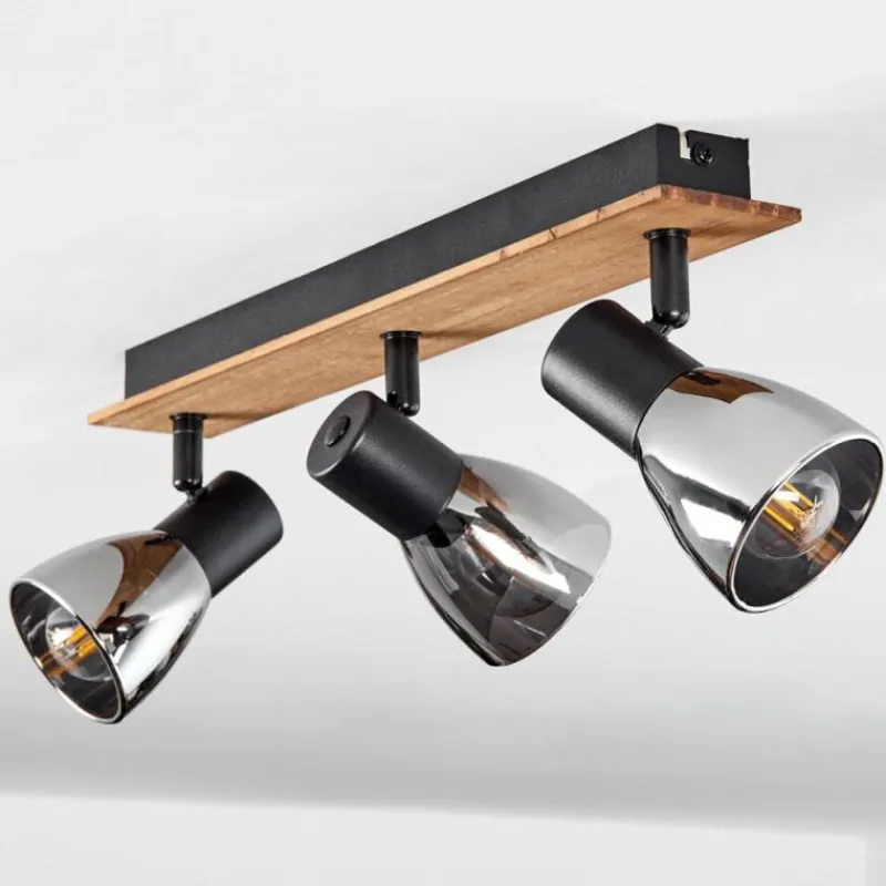 Suspension Verre Fumé-hofstein Plafonnier Murianette Écru, Noir, 3 lumières