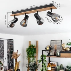 Suspension Verre Fumé-hofstein Plafonnier Murianette Écru, Noir, 4 lumières