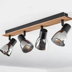 Suspension Verre Fumé-hofstein Plafonnier Murianette Écru, Noir, 4 lumières