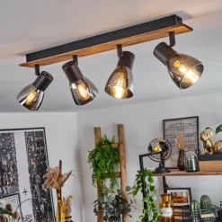 Suspension Verre Fumé-hofstein Plafonnier Murianette Écru, Noir, 4 lumières