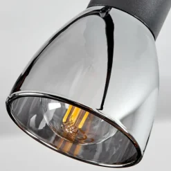 Suspension Verre Fumé-hofstein Plafonnier Murianette Écru, Noir, 6 lumières