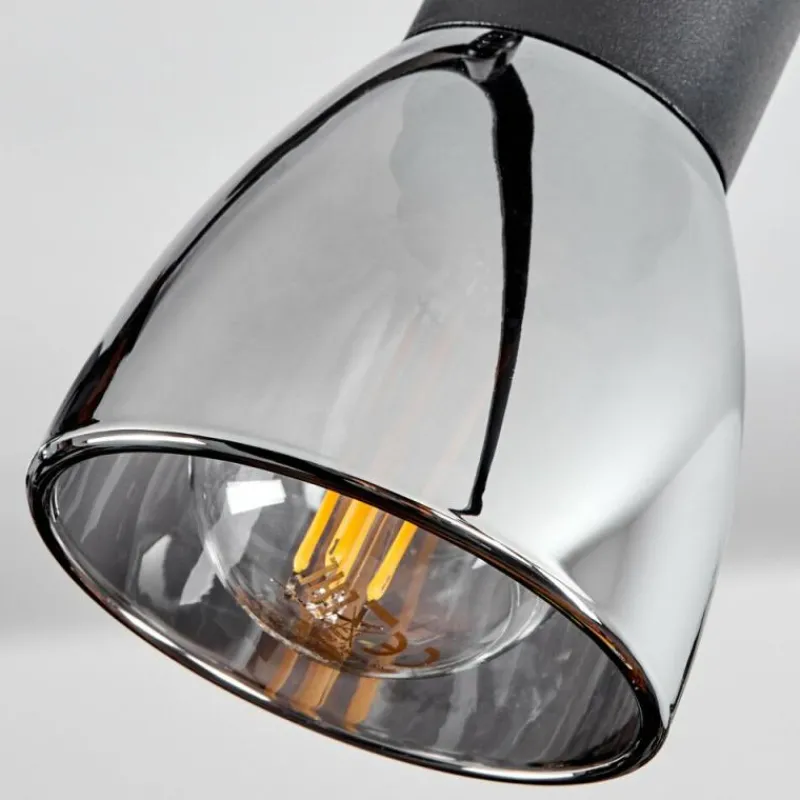 Suspension Verre Fumé-hofstein Plafonnier Murianette Écru, Noir, 6 lumières