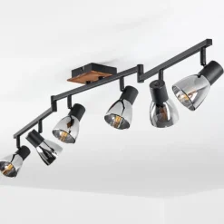 Suspension Verre Fumé-hofstein Plafonnier Murianette Écru, Noir, 6 lumières