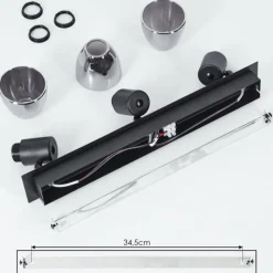 Suspension Verre Fumé-hofstein Plafonnier Murianette Noir, 3 lumières