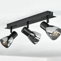 Suspension Verre Fumé-hofstein Plafonnier Murianette Noir, 3 lumières