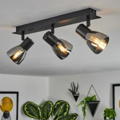 Suspension Verre Fumé-hofstein Plafonnier Murianette Noir, 3 lumières