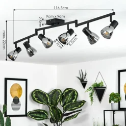 hofstein Plafonnier Murianette Noir, 6 lumières