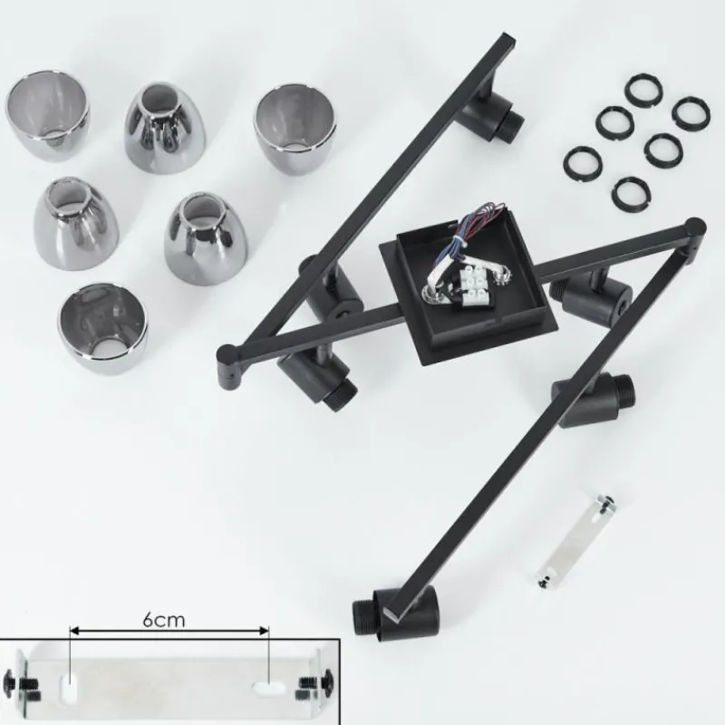 hofstein Plafonnier Murianette Noir, 6 lumières