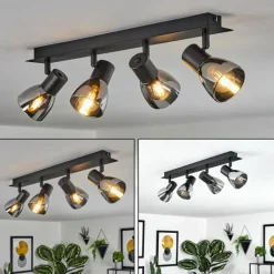 hofstein Plafonnier Murianette Noir, 4 lumières