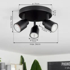 hofstein Plafonnier Nestavel LED Noir, 3 lumières