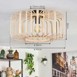 Style Boho-Chic-hofstein Plafonnier Oravi Bois clair, 1 lumière