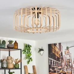 Style Boho-Chic-hofstein Plafonnier Oravi Bois clair, 1 lumière