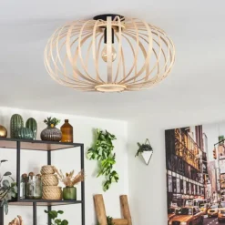 Style Boho-Chic-hofstein Plafonnier Oravi Bois clair, 1 lumière