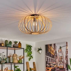 Style Boho-Chic-hofstein Plafonnier Oravi Bois clair, 1 lumière