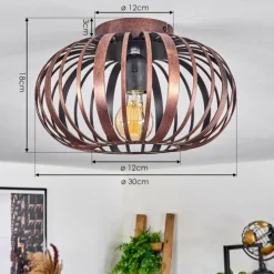 Style Boho-Chic-hofstein Plafonnier Oravi Cuivre, 1 lumière