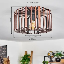 Style Boho-Chic-hofstein Plafonnier Oravi Cuivre, Rouille, 1 lumière