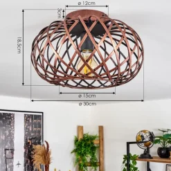 Style Boho-Chic-hofstein Plafonnier Oravi Cuivre, 1 lumière