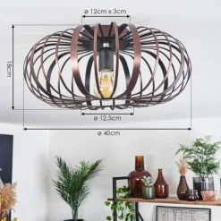 Lampes Industrielles-hofstein Plafonnier Oravi Cuivre, Noir, 1 lumière