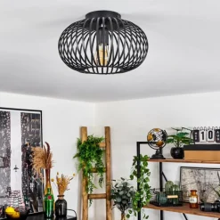 Style Boho-Chic-hofstein Plafonnier Oravi Noir, 1 lumière