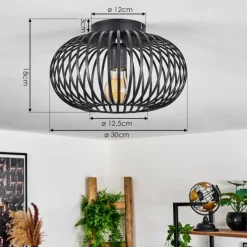 Style Boho-Chic-hofstein Plafonnier Oravi Noir, 1 lumière