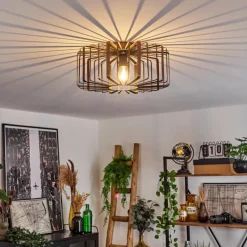 Lampes Industrielles-hofstein Plafonnier Oravi Noir, 1 lumière