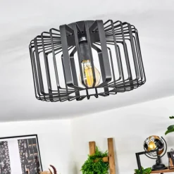 Lampes Industrielles-hofstein Plafonnier Oravi Noir, 1 lumière