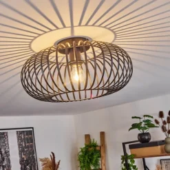 Lampes Vintages & Rétros-hofstein Plafonnier Oravi Noir, 1 lumière