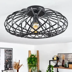 Lampes Vintages & Rétros-hofstein Plafonnier Oravi Noir, 1 lumière