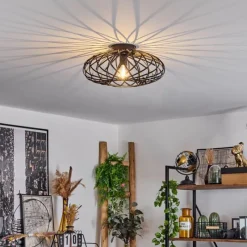 Lampes Vintages & Rétros-hofstein Plafonnier Oravi Noir, 1 lumière