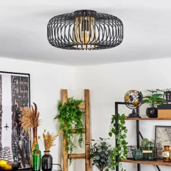 Lampes Dorées-hofstein Plafonnier Oravi Noir doré, 1 lumière