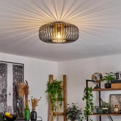 Lampes Dorées-hofstein Plafonnier Oravi Noir doré, 1 lumière