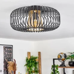 Lampes Dorées-hofstein Plafonnier Oravi Noir doré, 1 lumière