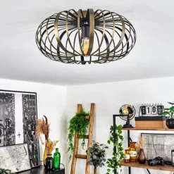 Lampes Dorées-hofstein Plafonnier Oravi Noir doré, 1 lumière