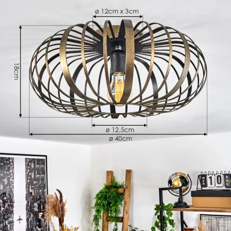 Lampes Dorées-hofstein Plafonnier Oravi Noir doré, 1 lumière