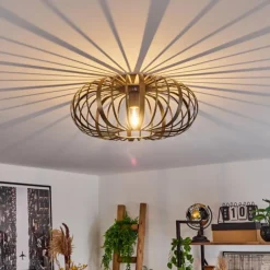 Lampes Dorées-hofstein Plafonnier Oravi Noir doré, 1 lumière