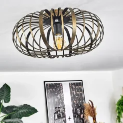 Lampes Dorées-hofstein Plafonnier Oravi Noir doré, 1 lumière